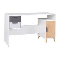 JUREK MEBLE - JOKER Biurko 1D2S R-13 | Biały / grafit / szary / dąb lefkas